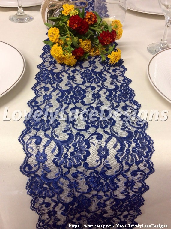 NAVY BLUE Lace/Table Runner/Weddings/ Decor/ 5ft x 7in wide