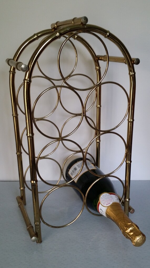 Vintage Brass Wine Rack Hollywood Regency by