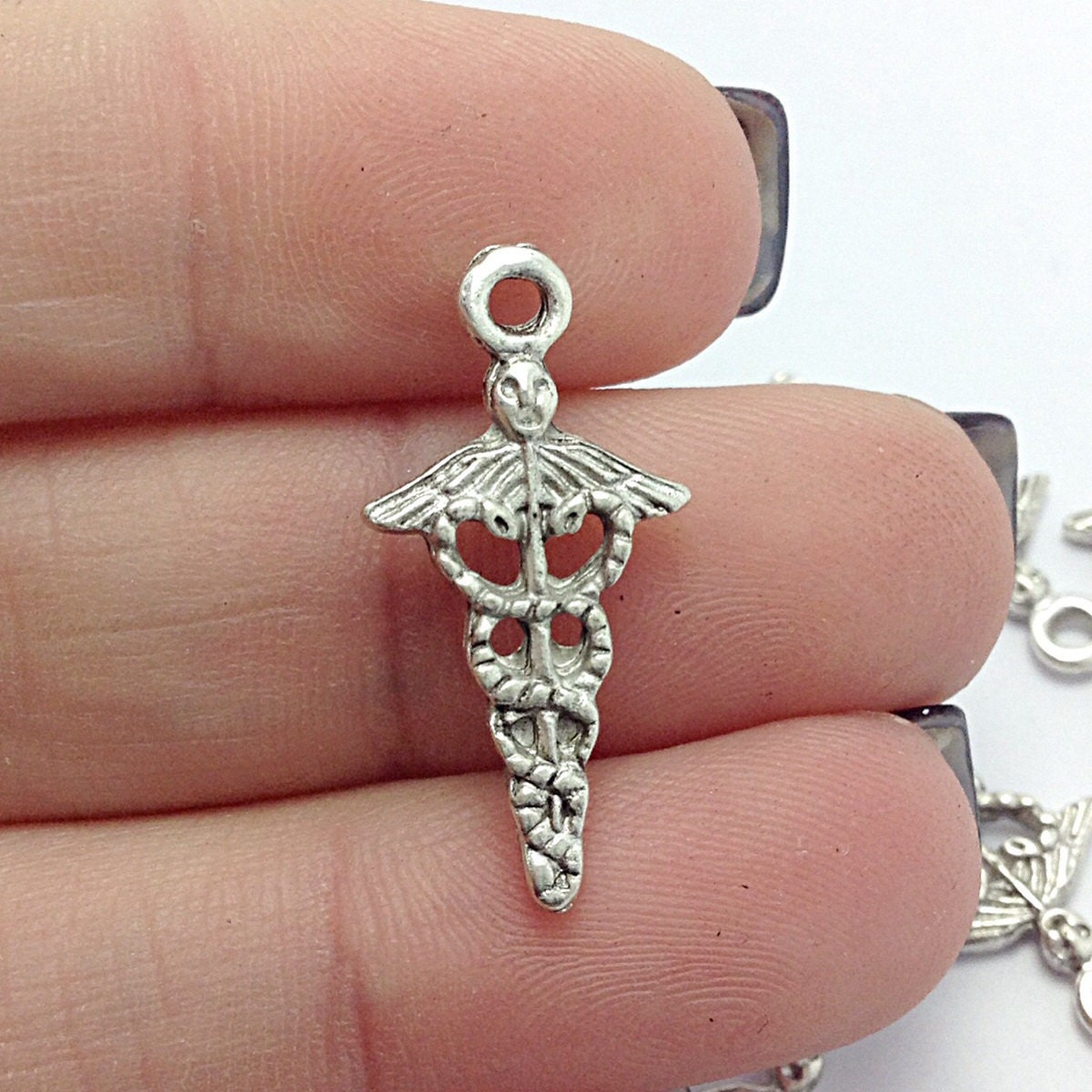 BULK 50 Caduceus Charms Medical Charms Physician Doctor