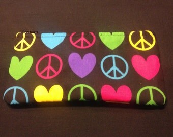 Peace and Love on Black Pencil Case / Zipper Pouch #163