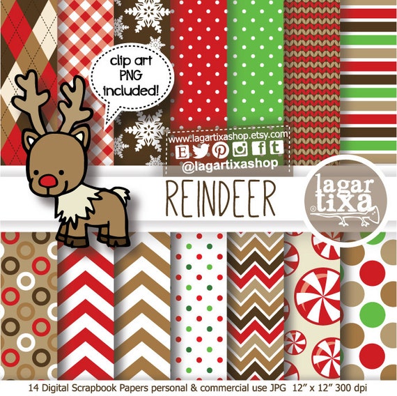 Fondos Navideños Reno Navidad Papel Digital Navideño