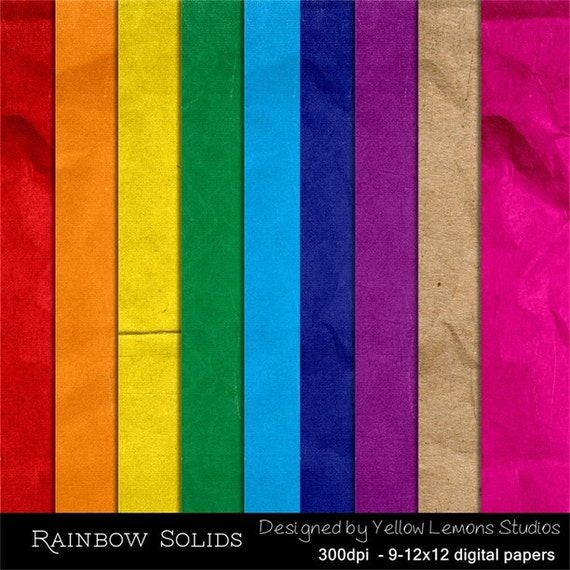 Instant Download Digital scrapbook Rainbow doodle pack 12x12