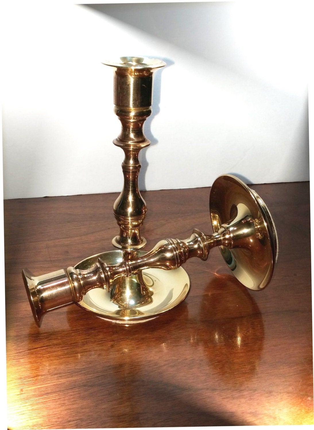 Vintage Baldwin Solid Brass Candlesticks Forged Brass Candles