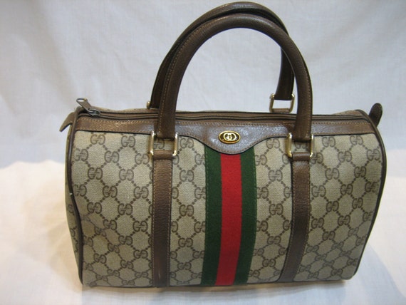 Vintage Authentic Gucci Red/Green Racing Stripe Boston Sathel