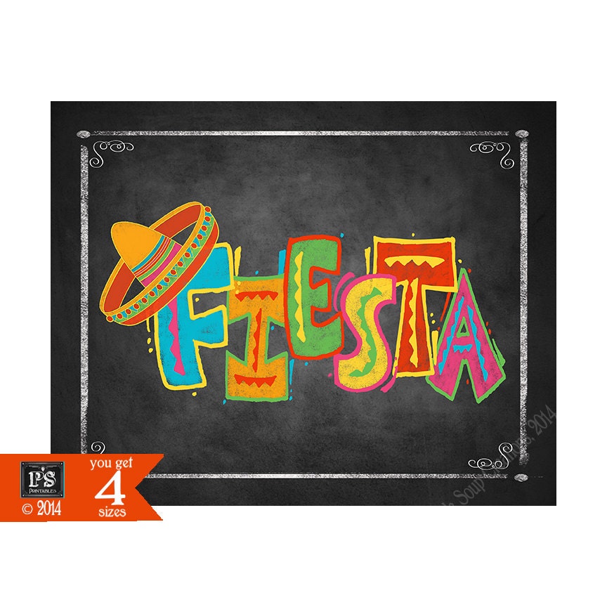 Printable Fiesta Party chalkboard sign Fiesta by PSPrintables