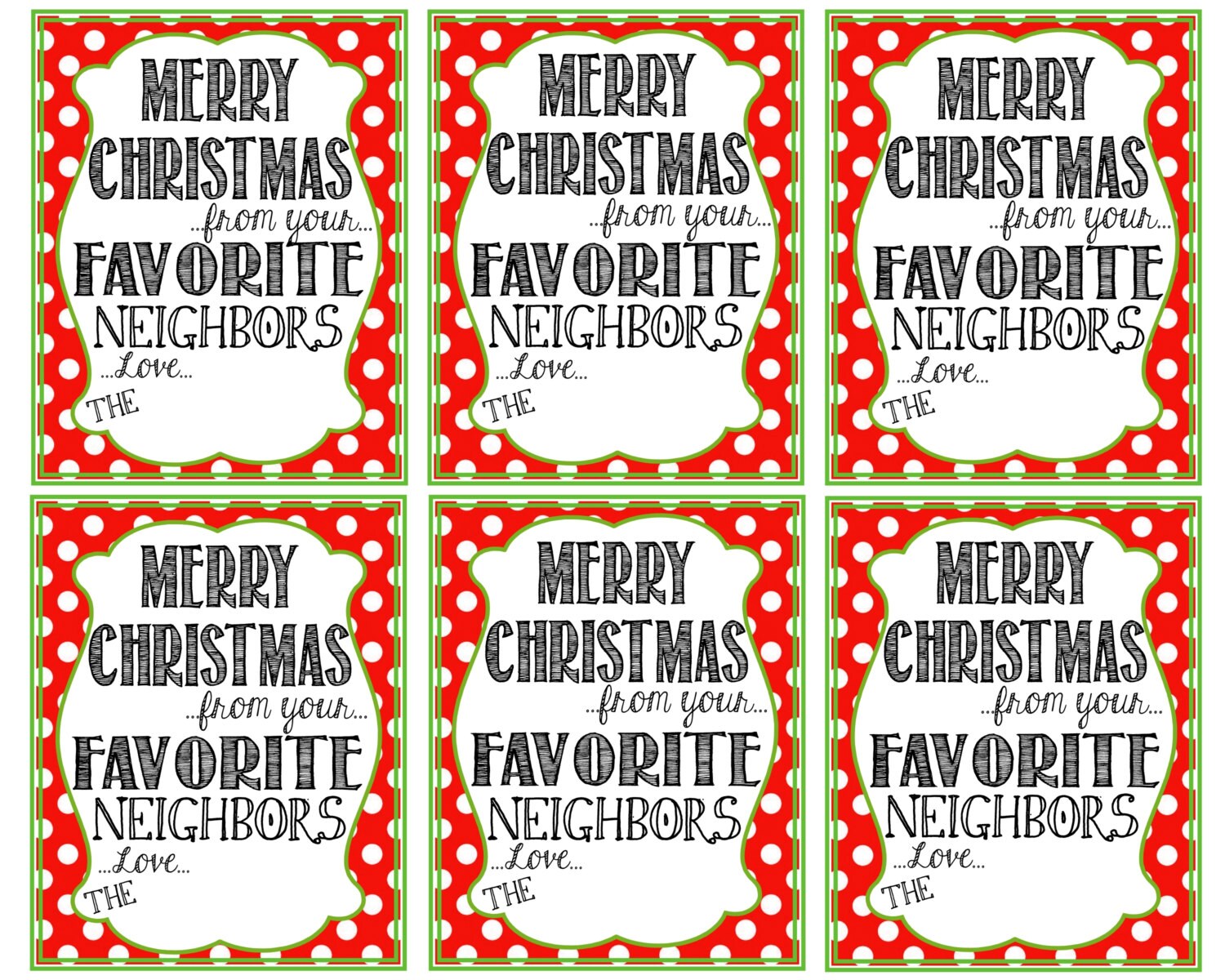 Printable Neighbor Christmas Gift Tags By Pinkowlpartydesign