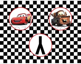 Printable Checkered Flag Happy Birthday Banner - Cars Birthday Party