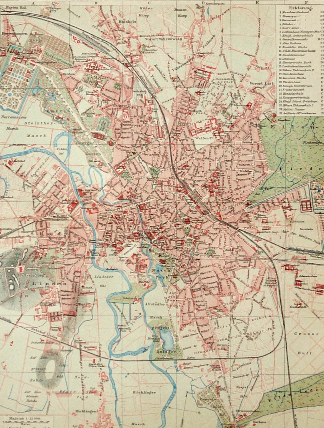 City plan Hanover Germany