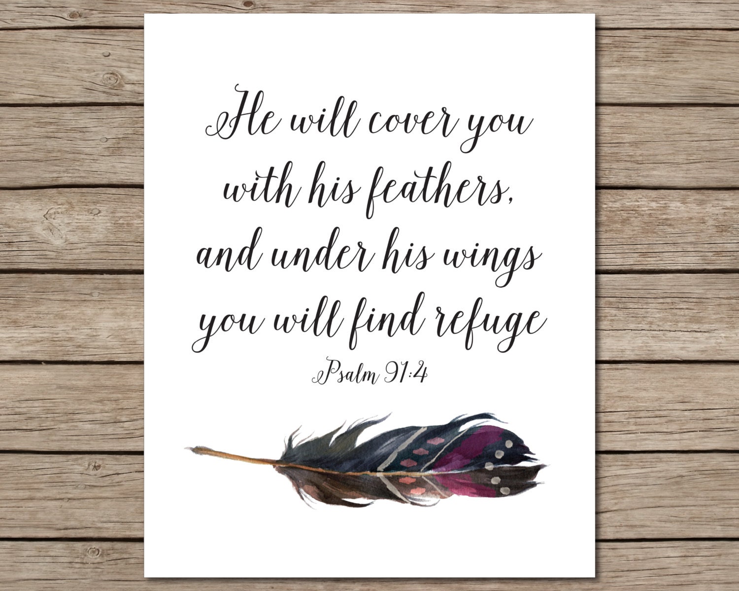 He Will Cover You With His Feathers Printable INSTANT by CraftMei