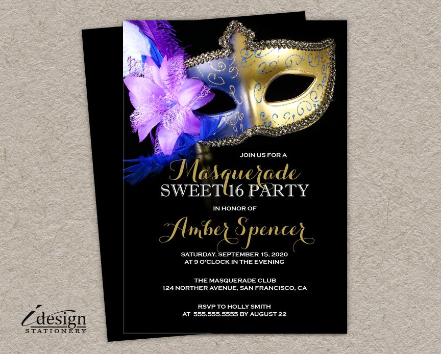 Masquerade Sweet 16 Invitations 1