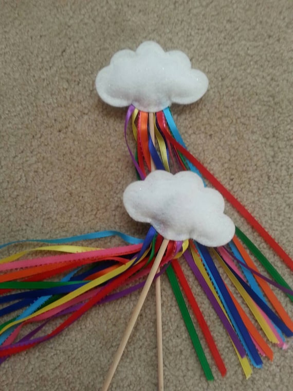 10 Rainbow cloud birthday wands