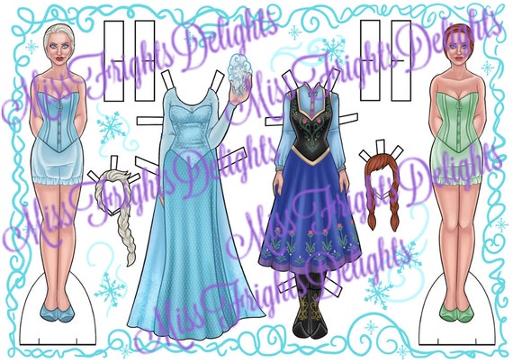 OUAT Elsa and Anna inspired Paper Dolls Instant Download