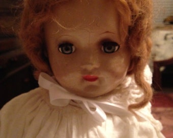 Beautiful composite mama doll with lovely old white dress