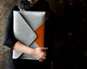 NEW iPad PRO case iPad 12.9 inch briefcase cow italian leather merino wool felt perfect protection zipper pocket