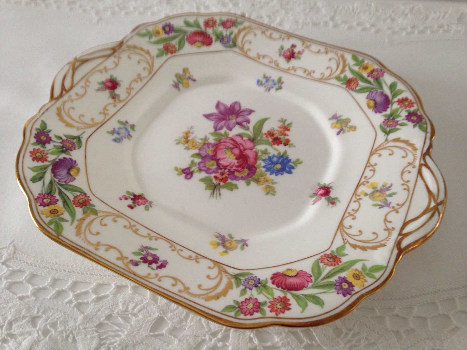 Vintage Hammersley “Dresden Sprays” Cake/Sandwich Plate – Haute Juice