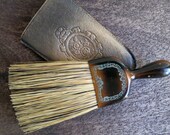 20% OFF Natural Bristle Brush in Leather Embossed Case, Clothing Brush in Tooled Leather Case, Butlers Broom