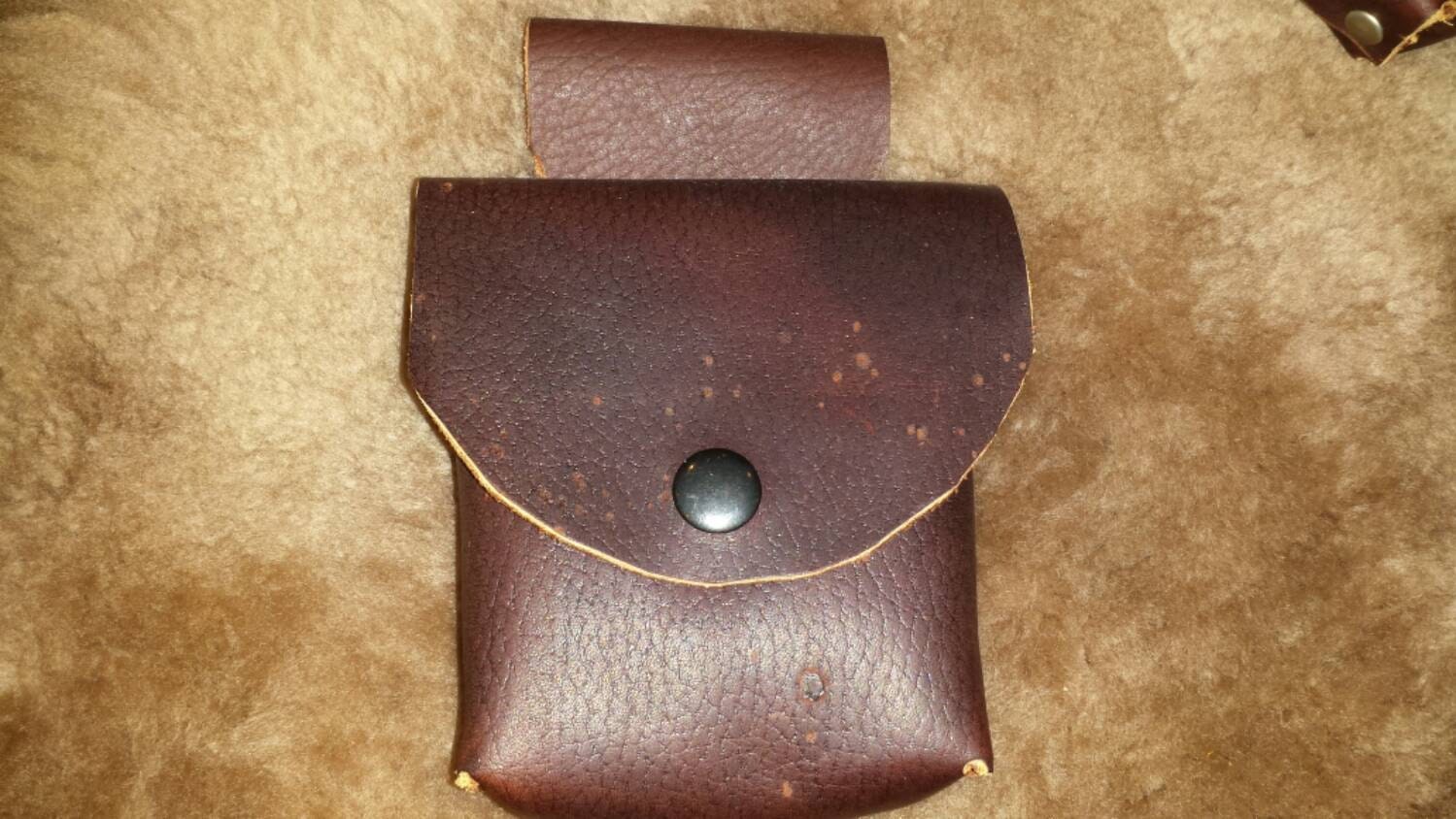 Small brown leather belt pouch