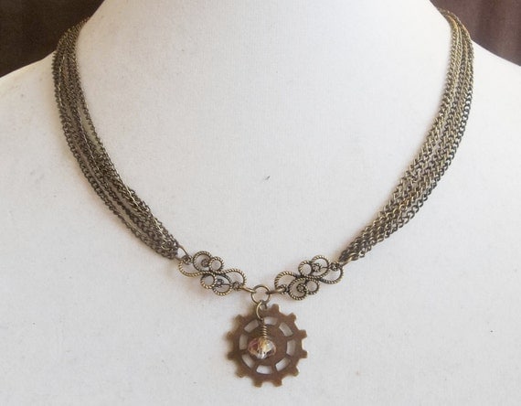 Antiqued Bronze Steampunk Necklace