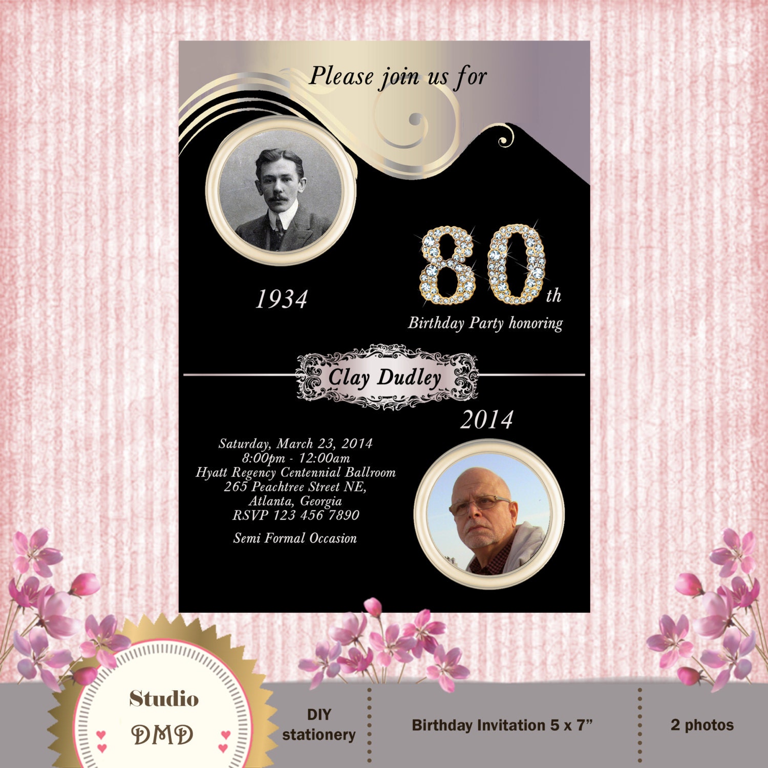 80Th Birthday Party Invitations With Photos 9