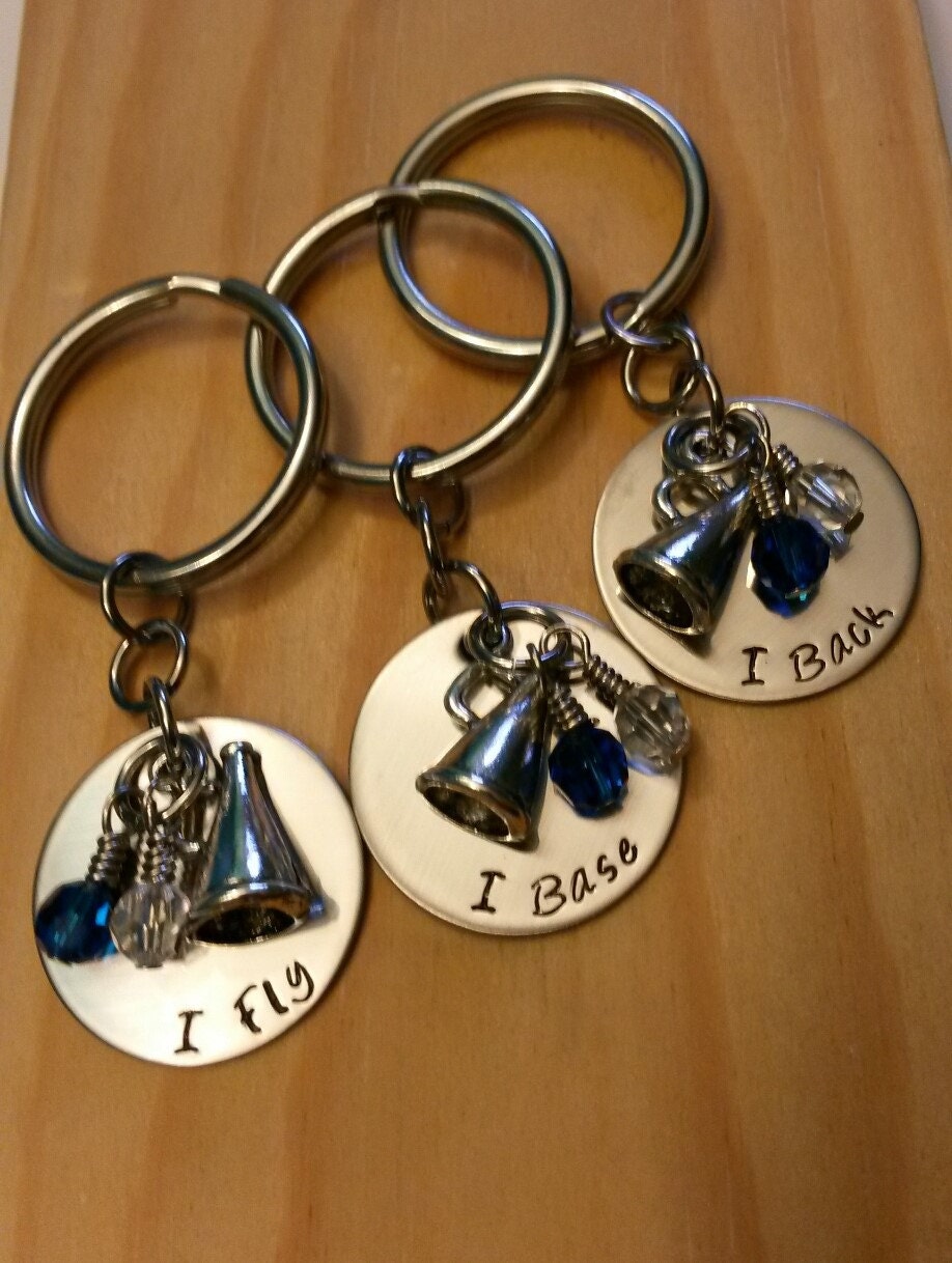 Hand Stamped Cheer Keychain Cheerleading Keychain with Team