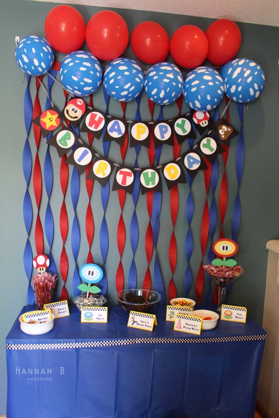 Super Mario Birthday Banner By Hannahbhandmade On Etsy