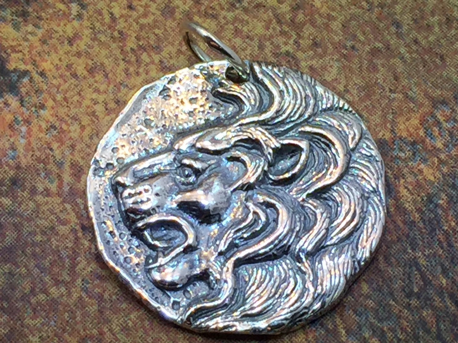 Lion Head Charm Lion Charm Coin Charm Mystical Charm