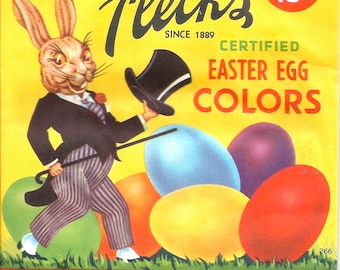 Vintage Easter bunny rabbit 300dpi digital download digital art image Fleck's Easter egg color dye package