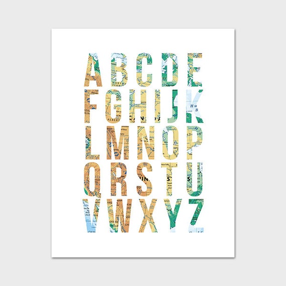Alphabet Print 8x10 Instant Download Nursery by MossAndTwigPrints