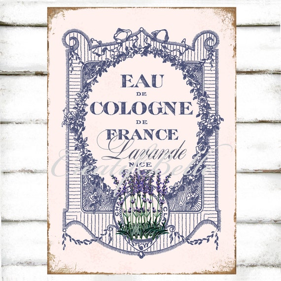 french vintage lavender perfume label large a4 by creatifbelle