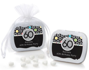 60th Birthday Mint Tin Party Favors - Birthday Party Supplies - 12 Count