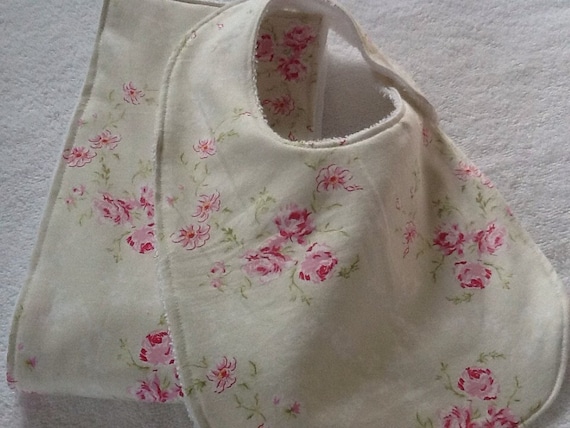 shabby chic baby bib and burp cloth set by nonisnappies on shabby chic baby bib and burp cloth set by nonisnappies on
