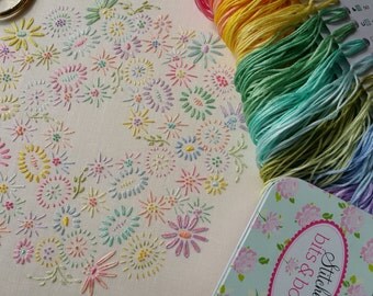 Definitive Beginner Transfer Embroidery Kit 'Beginner Blossoms' (Pastels) *NEWBIES START HERE!* ; Beautiful Kits By Maggie Gee