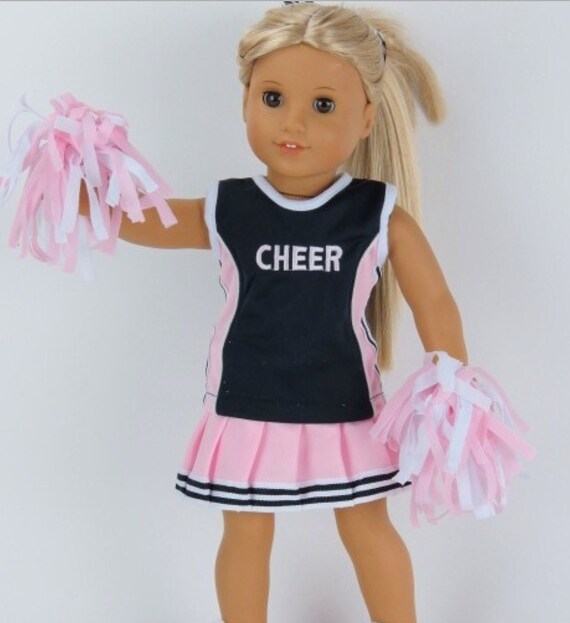 Pink/Black Cheer Costume & Pom Pom Set American Girl Doll