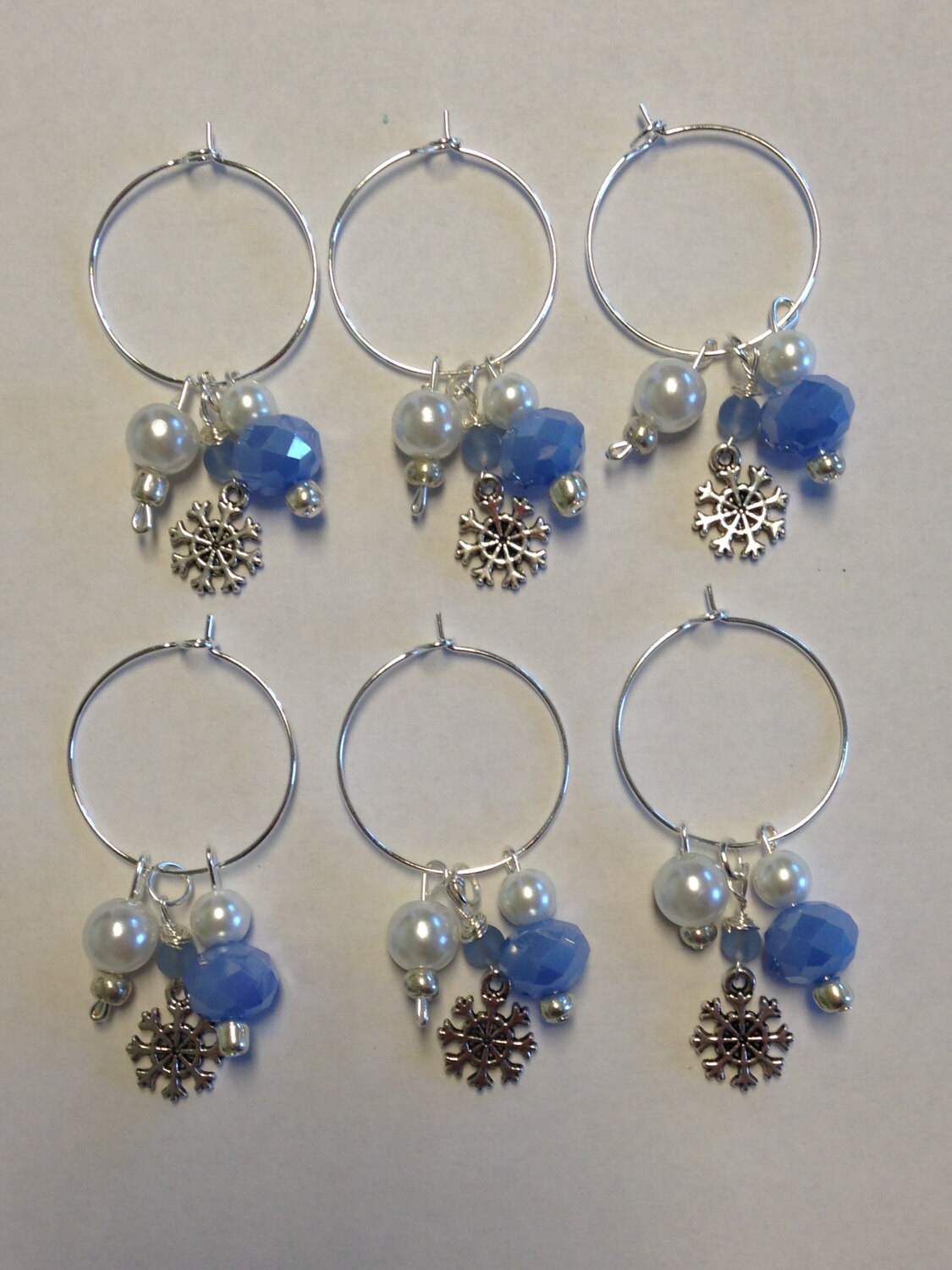 Wine Glass Charms with Blue Beads and by DayDreamingDecor on Etsy