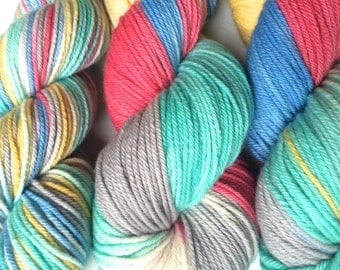 Hand Dyed Yarn--Sailboat Lulu on 100% Merino Worsted Superwash