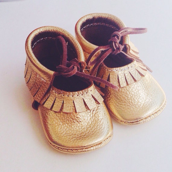 Mary Jane baby/toddler gold moccasins