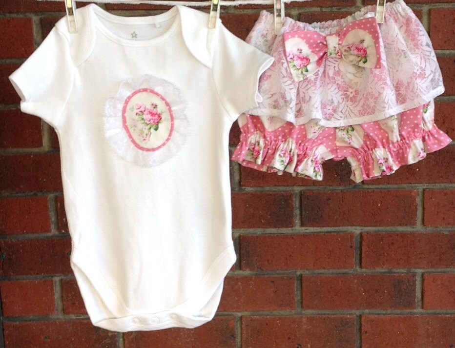 PINK BABY CLOTHES baby girl clothes pink roses by TwoBlackRabbits