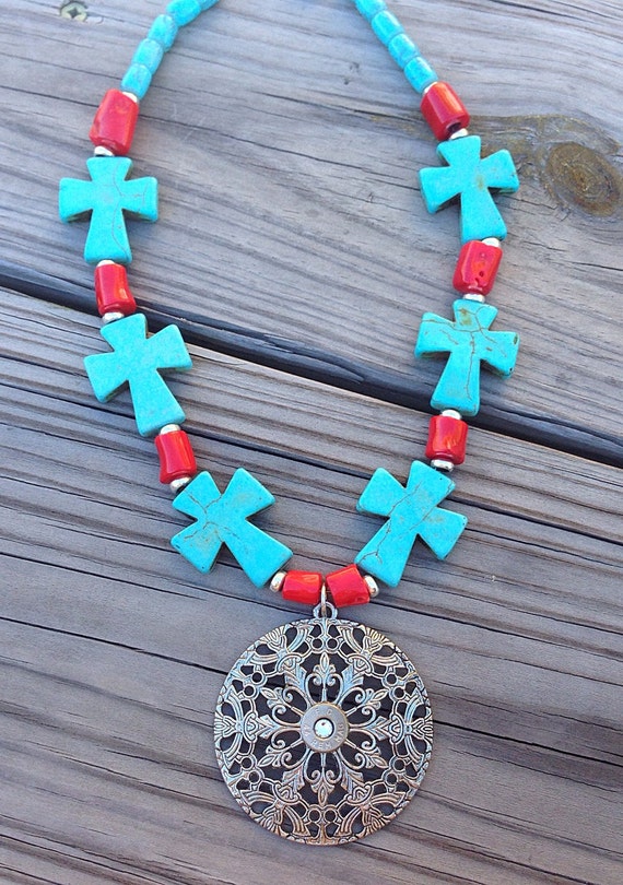 New discounted price. Handmade chunky western necklace with