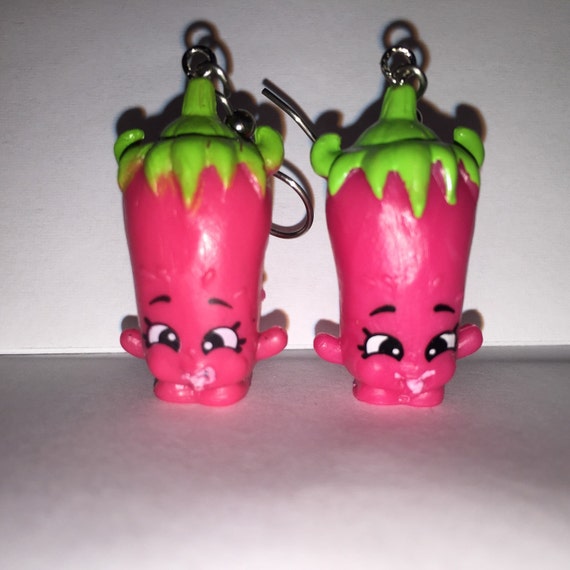 Shopkins Foodie Earrings Silly Chilli repurposed toys