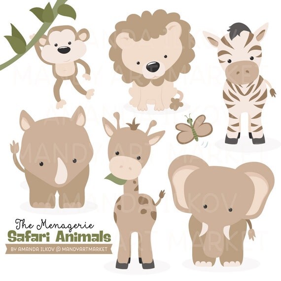 Premium African Safari Animals Clip Art & Vectors Soft Brown