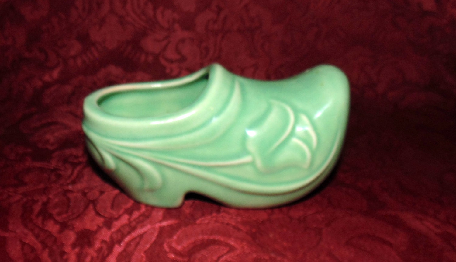 McCoy Miniature Green Dutch Shoe Planter In Light Green