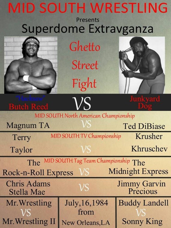 Items similar to custom made pro wrestling poster flyer Mid South Championship Wrestling