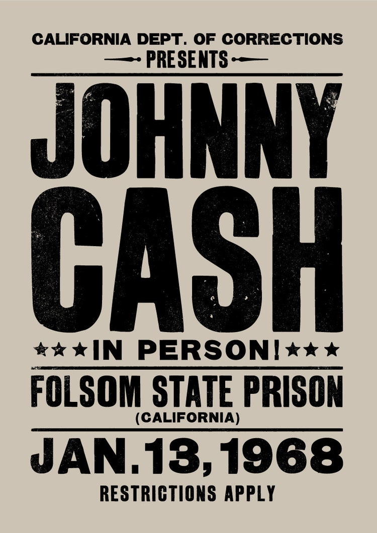 Johnny Cash concert poster Johnny Cash art print by