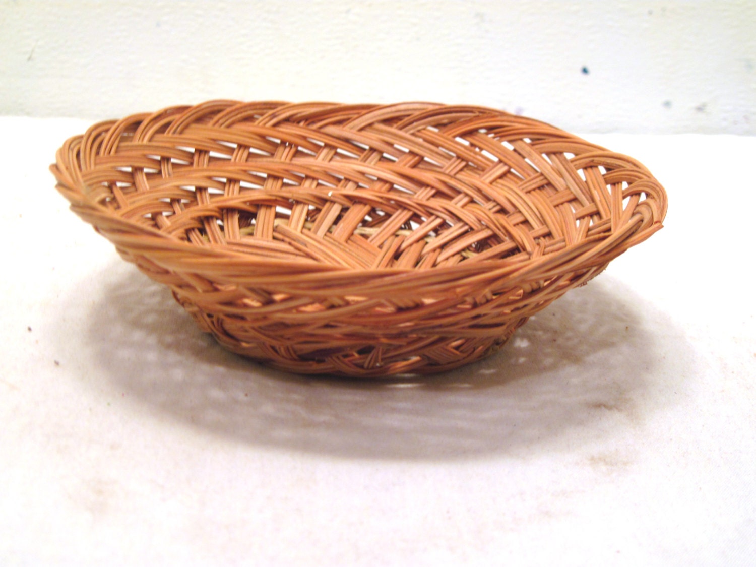 Small Woven Basket Natural Brown Rustic Light Trinket