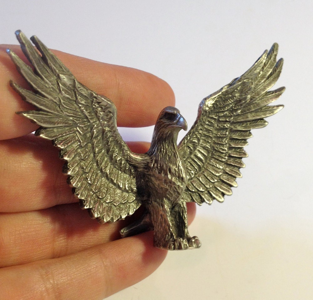 Vintage Pewter Eagle Figurine Miniature StatueOpen by MeFoundit