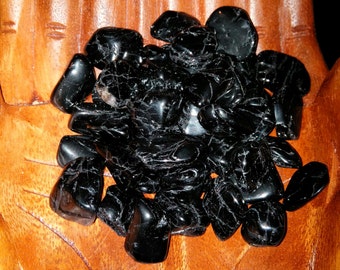Set of 8, 3/4" Black Tourmaline Small Tumbled / Stone of Protection / Grounding / Calming