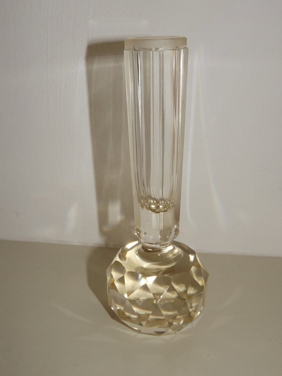 Vase Vintage Lead Crystal Cut Glass Bud Vasepale Gold Flower