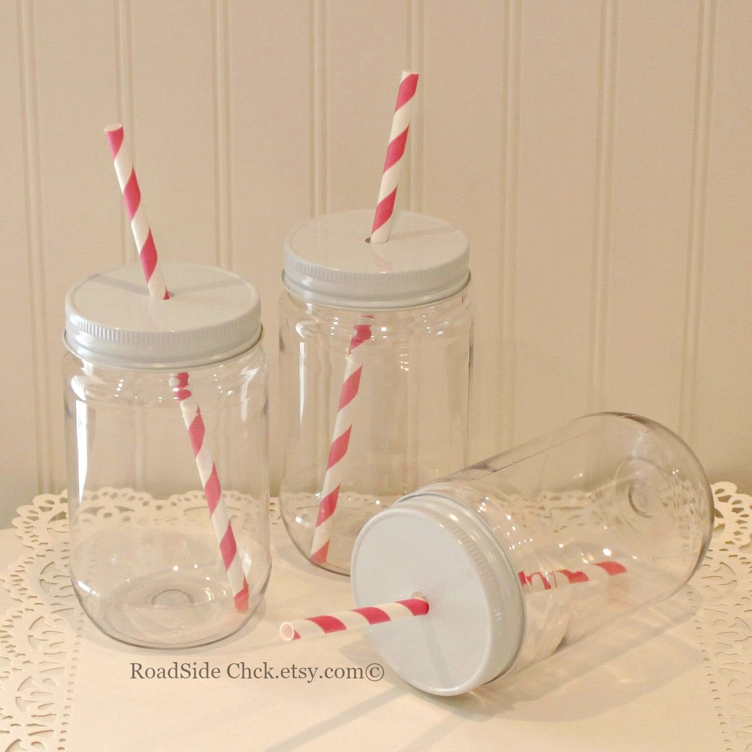 Plastic Mason Jars 10 Plastic Mason Jars & Metal Lid with