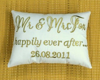 40% OFF sale Happily Ever After Custom Name and Date Couple Pillow Cushion Lumber Personalized Gift in All Sizes And Color