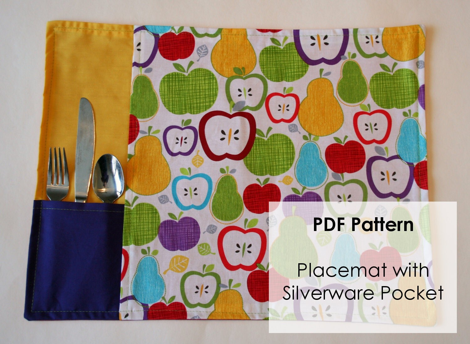 PDF Sewing Pattern for Placemat with Silverware Pocket